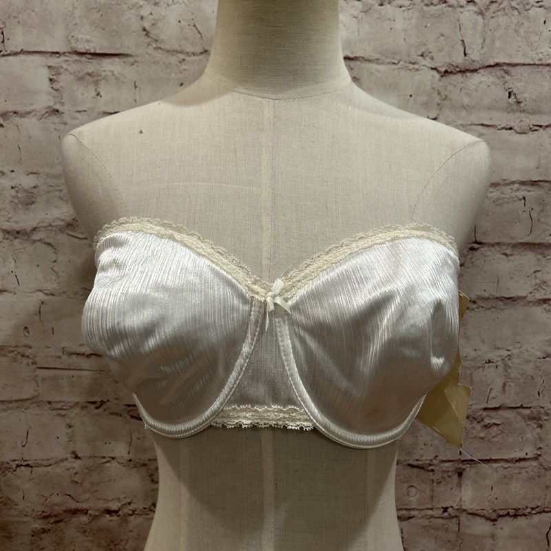 VINTAGE WARNERS Underwire Strapless Bra White Smooth Images Shine On 34D NEW