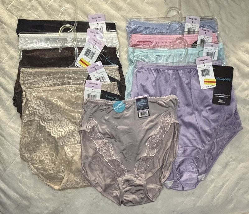 NOS 10pack Vanity Fair Perfectly Yours Briefs/Smooth Moves Hi Cut Briefs Size 6