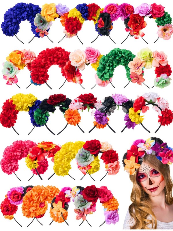 Mexican Flower Headband Fiesta Rose Flower Crown Mexican Headpiece Cinco De M…