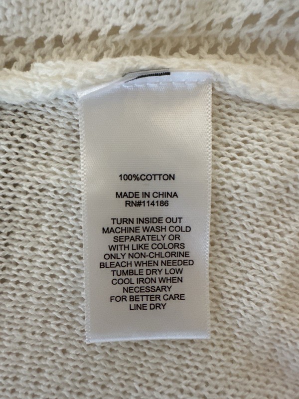 Frye & Co 100% Cotton Open Knit Tie Front Cardigan Sweater Ivory Boho gallery