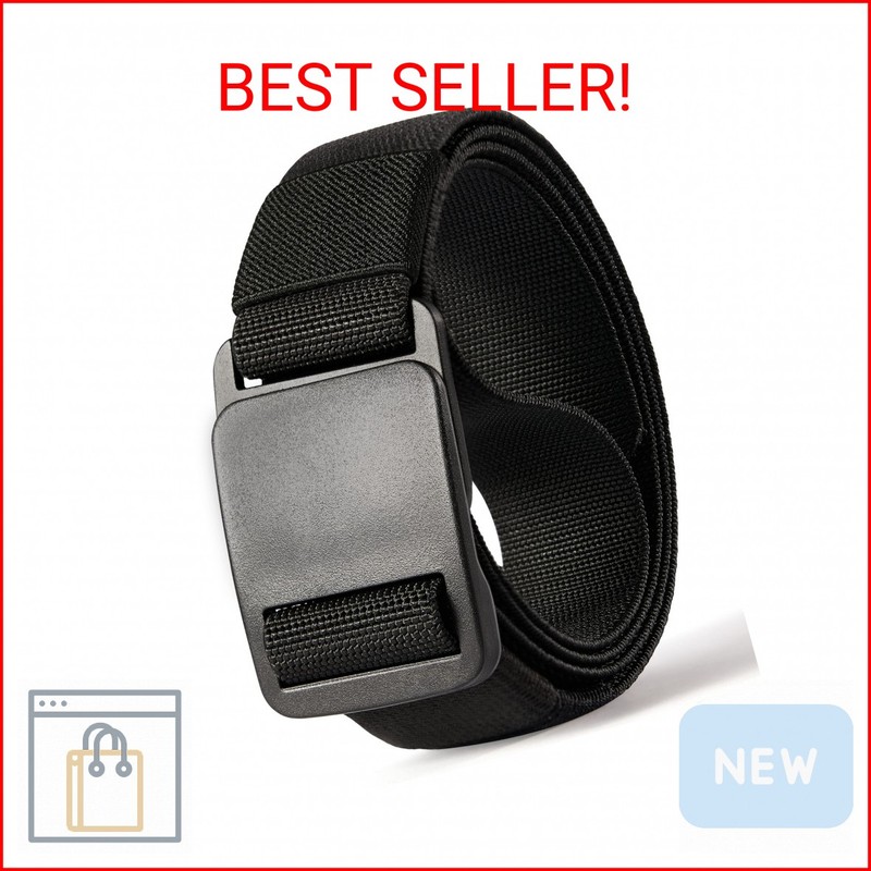 Papaanils Mens Stretch Web Belt, Mens Casual Black Belt for Jeans,Golf or the Hi