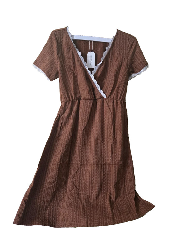 Women’s Nursing Dresses V Neck Ribbed Knit Summer Midi Maternity Breastfeeding L