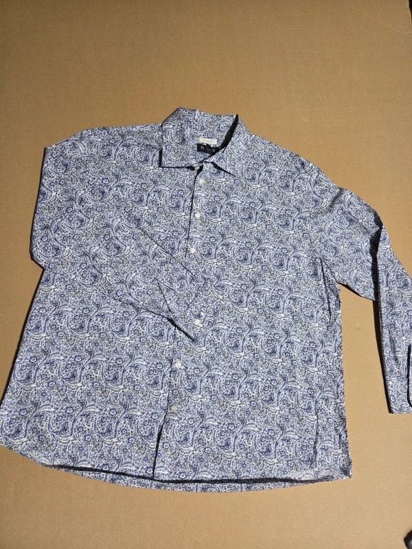Jos.A.Bank Men’s Blue Paisley Long-Sleeve Button-Up Shirt XXL