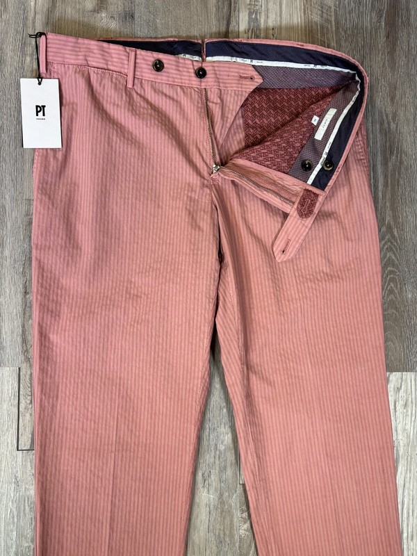 NWT PT Torino Slim Fit Seersucker Pants Size 34 waist (50 EUR)