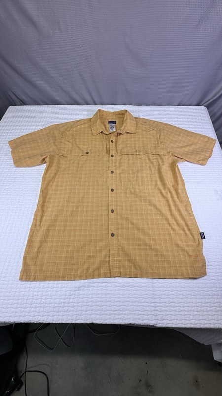Patagonia Men’s Cotton Button Front Orange Size- XL (As is) Spots Shown In Pic