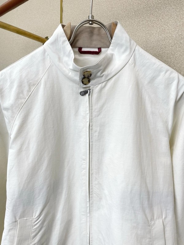 BRUNELLO CUCINELLI White Full Zip Bomber Harrington Jacket Full Size gallery