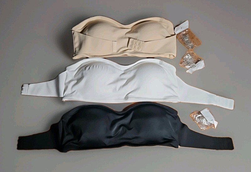 3 Strapless Front Buckle Lift Push Up Bras for Women, Wire-Free Anti-Slip gallery
