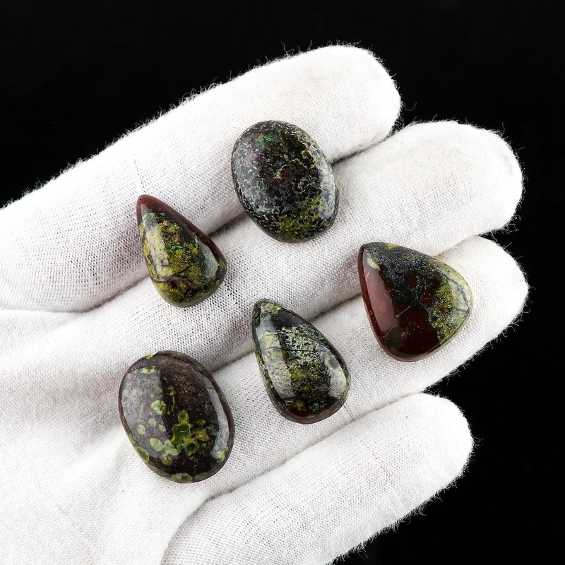 Wholesale 5pcs Natural Dragon Blood Jasper Loose Gemstone Bulk Cabochons Jewe... gallery