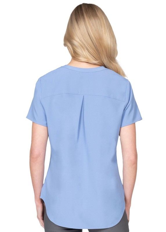 Notch Neck Stretch Blouse, Light Blue gallery