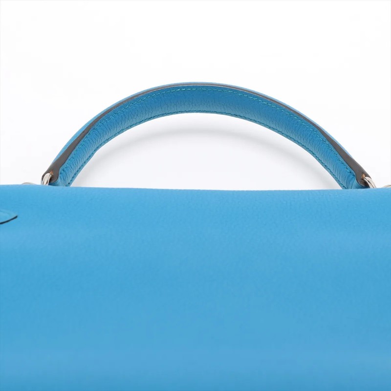 Hermès Kelly 32 Le Tournay Togo blue zanzibar Silver Metal Fittings A:2017 gallery