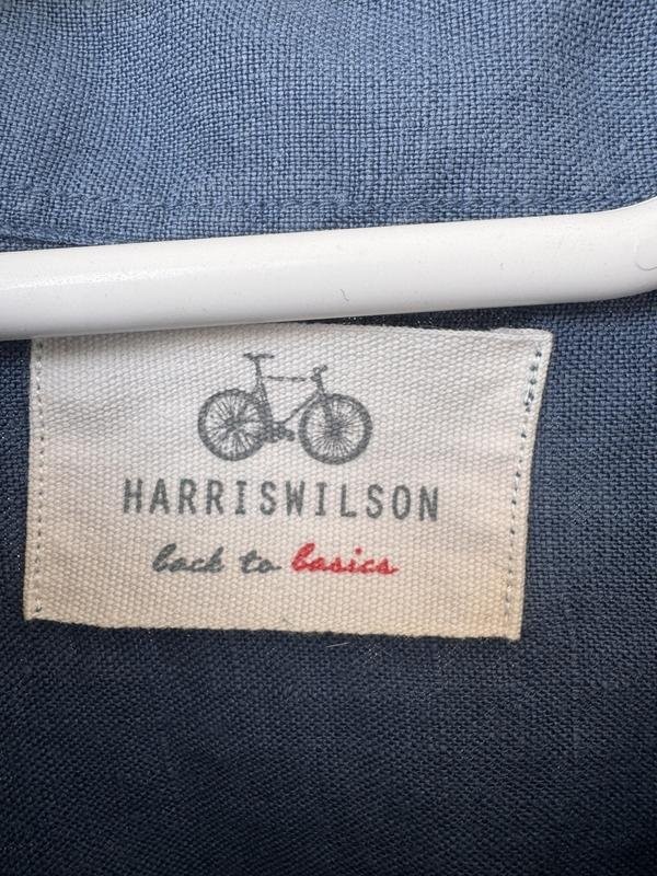 mens harris wilson shirt navy linen L gallery