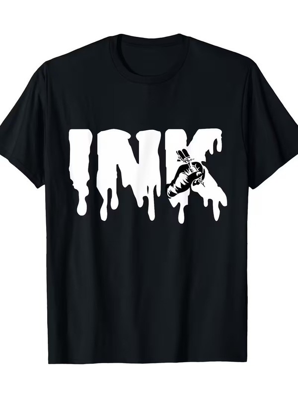 Tattoo Artist INK Drip Graphic T-Shirt Funny Tattooing Tee Cotton Crew Neck
