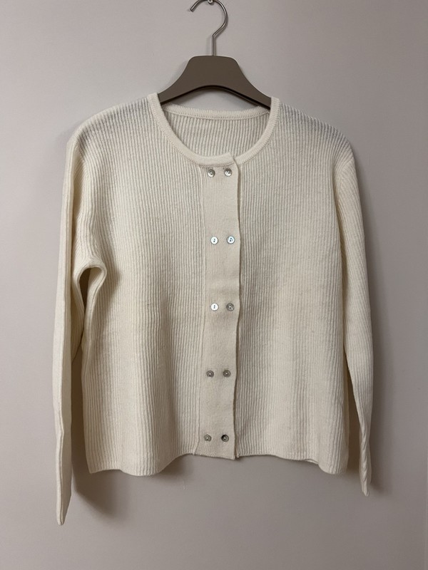 🖤Women’s Wool Blend Cardigan, P2P54cm Len57cm Cream M