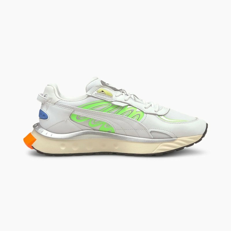 Puma Men's WILD RIDER TECHNO Running Shoes White/Green 381596-03 g gallery