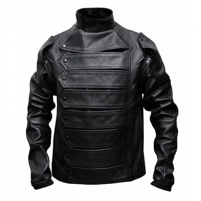 Captain America Winter Soldier Bucky Barnes Real Leather Cosplay Costume Jacket