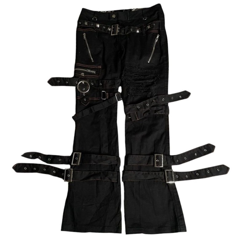 Vintage Killer Cat Punk Rock Bondage Cargo Pants Multi Strap Cyber Mall Goth