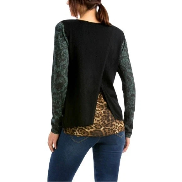 Desigual YES Damen Langarmshirt Pullover Mandala Leo-Print Gr S gallery