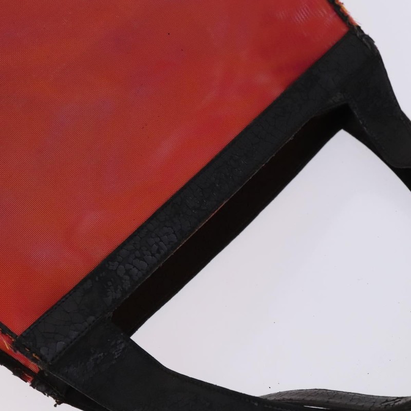 CHANEL Hand Bag Nylon Red CC Auth EC1000 gallery
