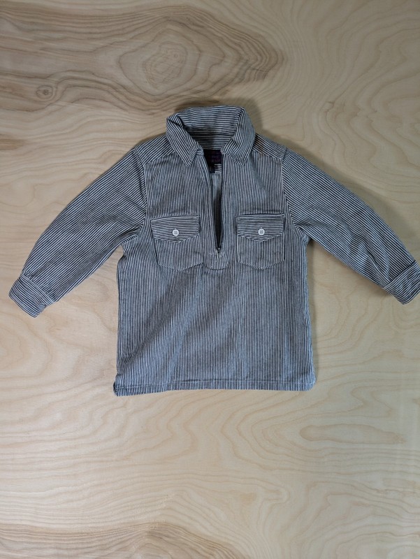 Lil’ Hickory Boys 3T Blue/White Striped 1/4 Zip Collared Cotton Pullover