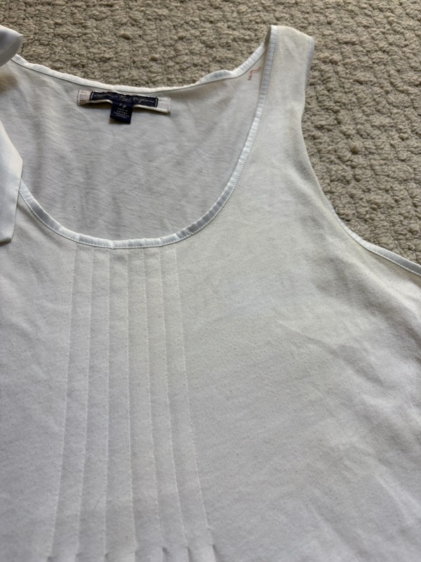 Y2K American Eagle white Fairycore babydoll top with ruffle hem and bow Sz L gallery