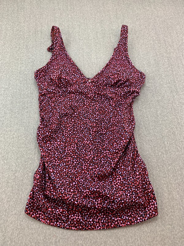 Amazon Essentials Animal Print Tankini Swimsuit Top Women M Brick Red Slimming