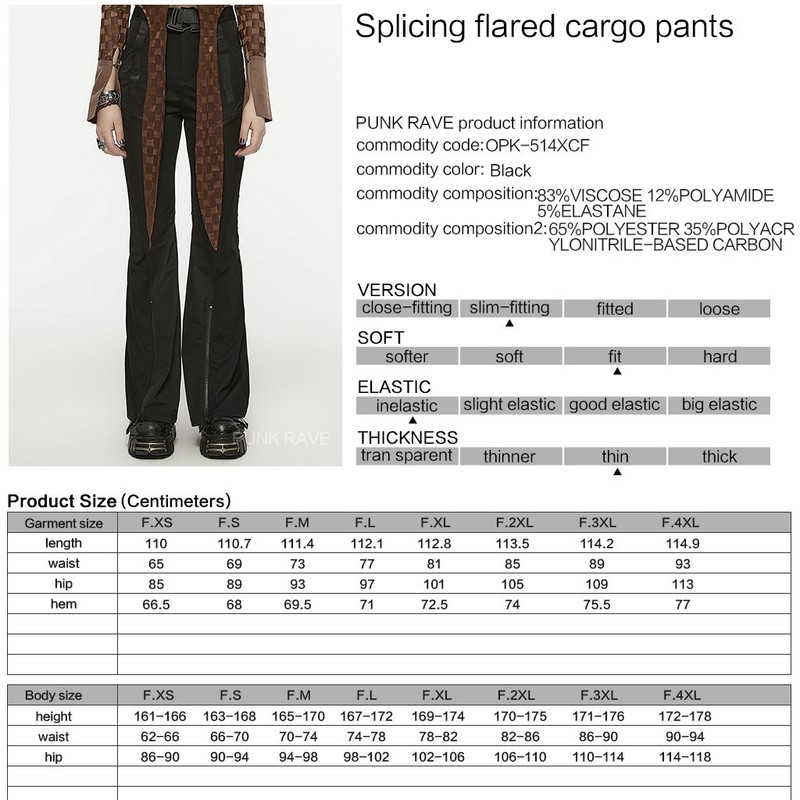 Punk Rave Splicing flarde cargo pants women OPK-514XCF-BK gallery