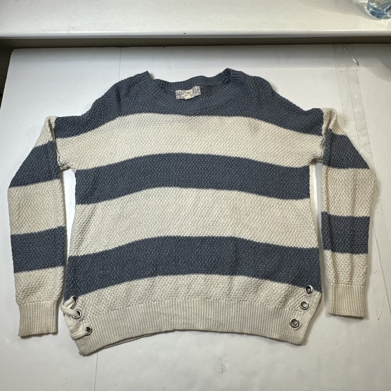 Pink Republic Knit Sweater Striped Ivory And Navy Small #0721