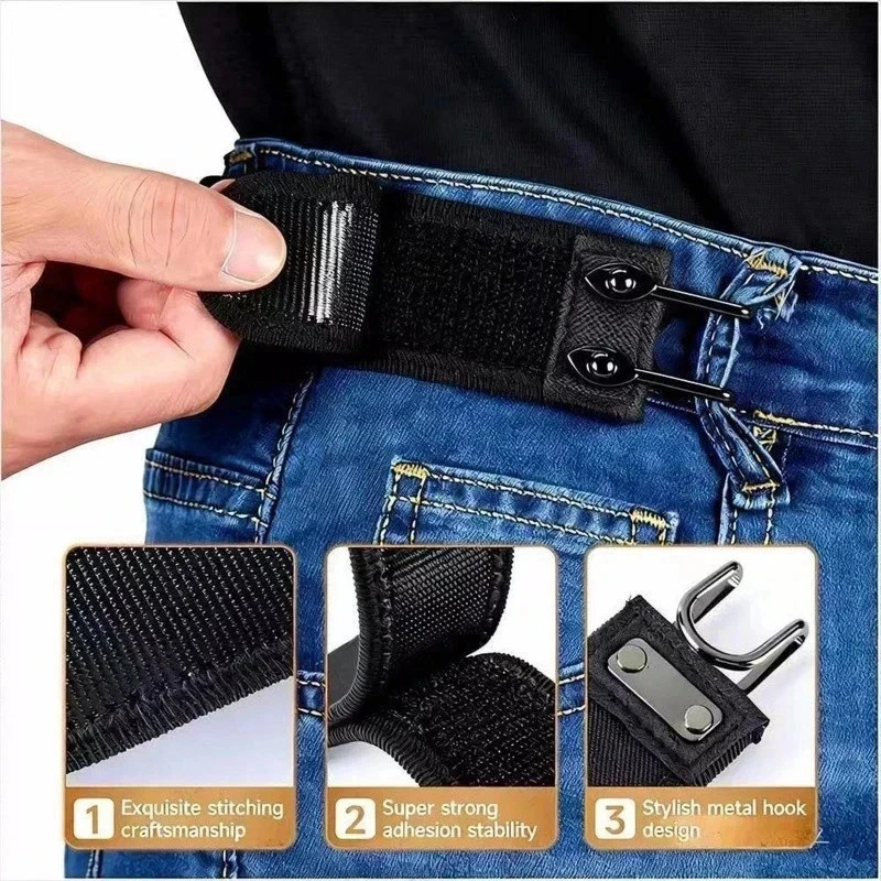 2PCS Tactical Metal Hook Elastic Belt Buckle-Less Invisible Waist Belt Closure gallery