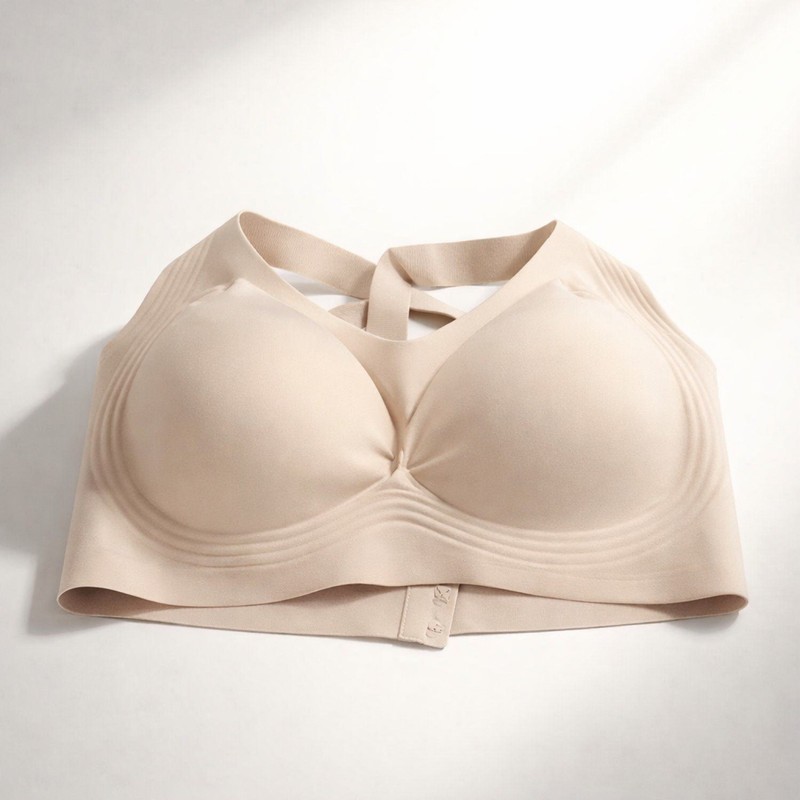 NEW She Curve Wire-Free Nude Jelly Bra Sz 4XL w Back Hooks Plus Size