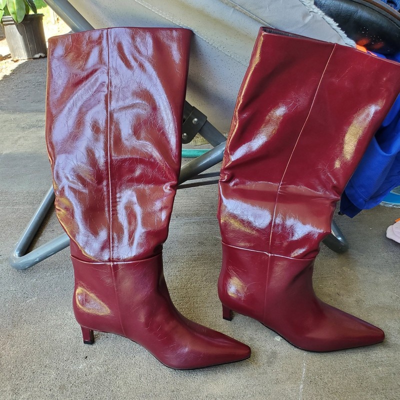 Cellenz Burgundy Faux Leather Boots Size 6