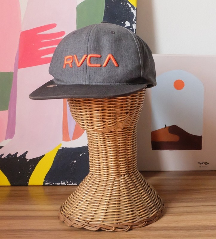 RVCA Snapback Hat Charcoal Dark Grey Embroidered Logo Cap