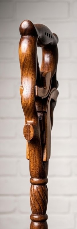Handcrafted Wooden Walking Stick - Elegant Walnut & Maple Inlay Collapsible 37" gallery