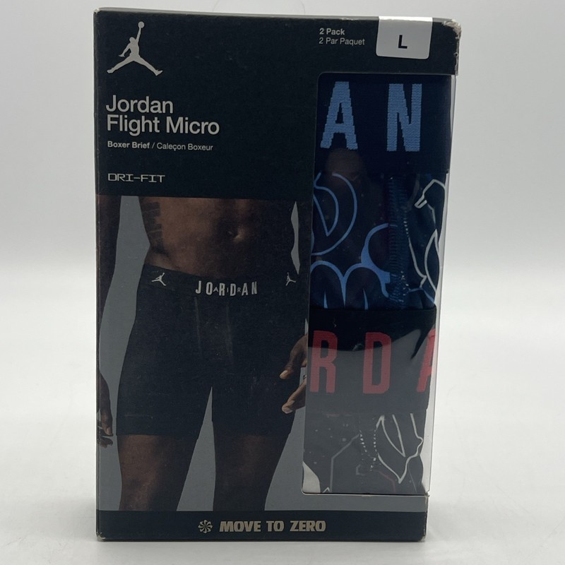 Jordan Flight Micro Men’s Size Large Boxer Briefs 2 Pack Blue and Red/Black