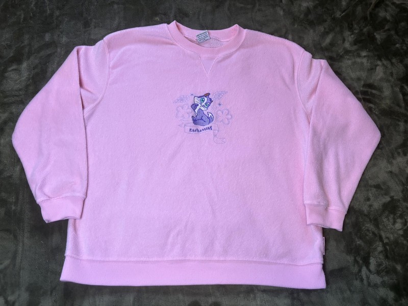 Looney Tunes Sweatshirt Large Pink Enchanting Skunk Graphic Crewneck Fleece