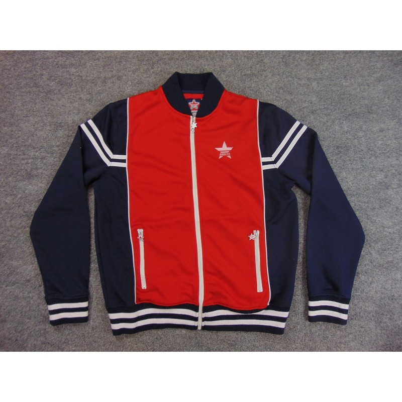 Born Fly Track Jacket Mens Large Red Navy Blue Star Logo Full Zip Streetwear gallery