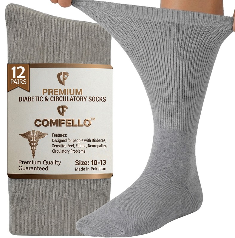 15 18 Pairs Health Circulatory Crew Cotton Diabetic Socks White 9-11 10-13 13-15 gallery