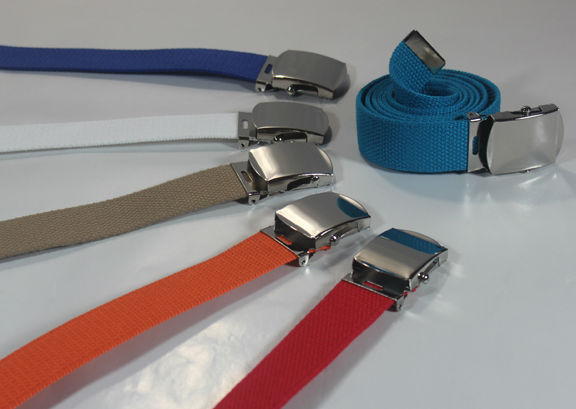 NEW ADJUSTABLE 52″ INCH ASSORTED CANVAS GOLF WEB UNIFORM BELT CHROME BUCKLE