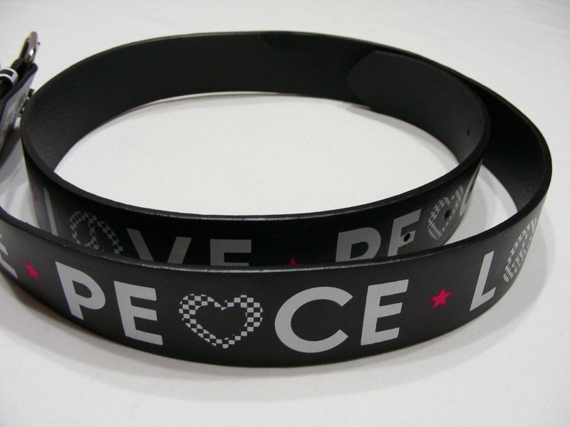 LOVE * PEACE - Genuine Leather - Large 38-40 Size 1 1/2 Inch Belt! gallery