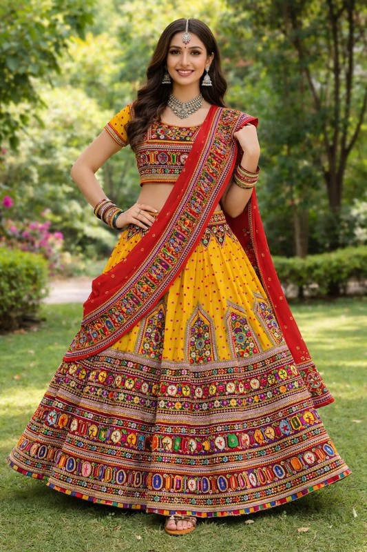 Designer Mirror Work Lehenga Choli | Navratri Garba Chaniya Outfit