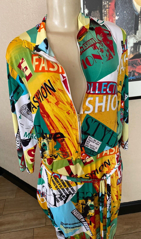 GOODTIME Fashion Artsy Modern Graphic STRETCH DRESS W/BELT M/L Gnt