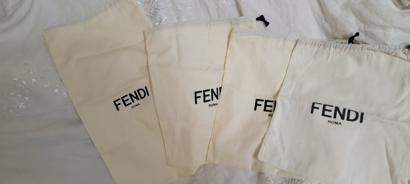 Authentic FENDI Drawstring Beige Dust Bags in Varying Sizes lot of 4
