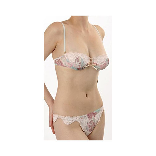 Valentino Intimate Multi Floral Print and Peach Lace U/W Balconette Bra