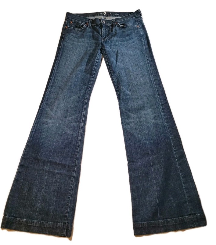 7 For All Mankind Dojo Flare Jeans USA Size 30 Blue Wide Leg U115B380S Y2K