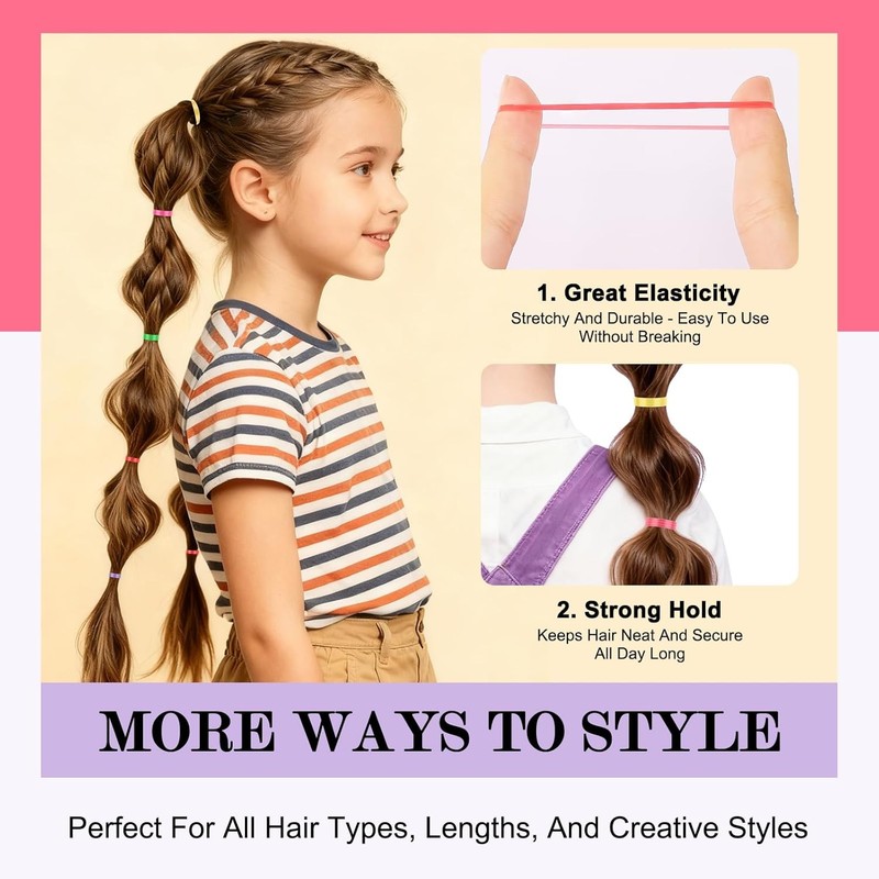 2000PCS Colorful Elastic Hair Bands Soft Durable Hair Ties For Women Girls gallery