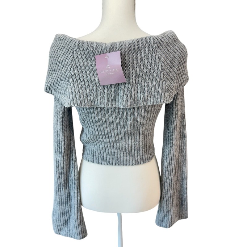 MAVERICK THE COLLECTION Sweater Cropped Size S Off Shoulder Ribbed Knit Cropped gallery