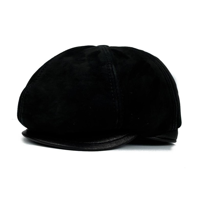 Handmade Real Leather Suede Ivy Newsboy Hat Flat Beret Leather Cap Gatsby