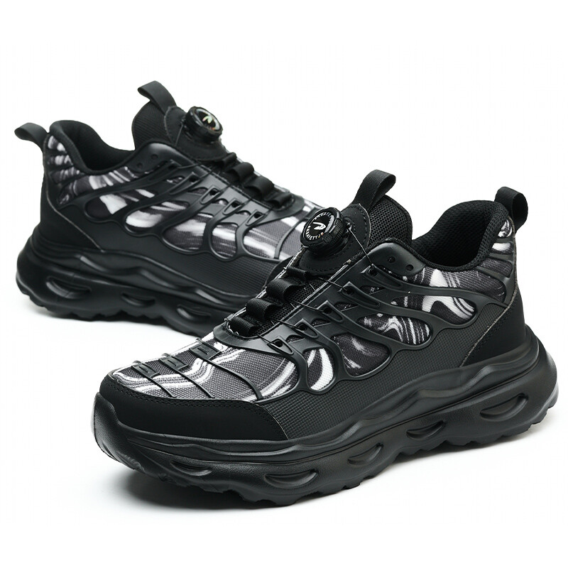 Mens Work Safety Shoes Steel Toe Cap Rotating Button Comfort Breathable Sneakers
