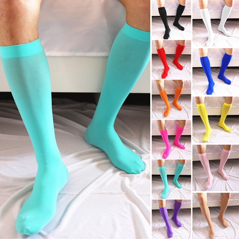 Men Sexy Sheer Business Dress Thin Socks Knee Brace Thigh High Stocking Hosiery✔ gallery