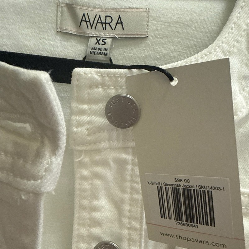 AVARA Savannah Jacket White Button Front Long Sleeve Women’s Size XS