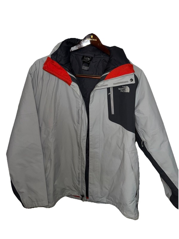 The North Face Men’s Full Zip Colorblock Jacket Gray/Black/Red L Stand-Up